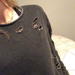 cropped sweater, stylish holes, street wear, size large, oversized